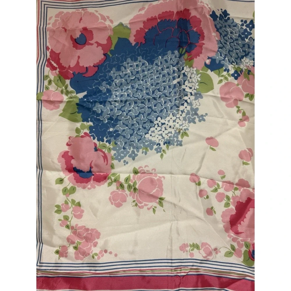Vintage‎ Morsly NY Pink Blue Hydrangea Floral Roses Acetate Scarf Product Japan